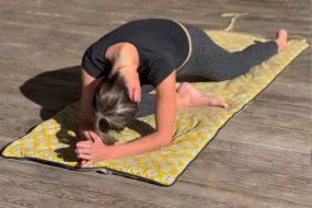 Block Print Restorative Yoga Mat with Towel and Carrying Case by Verve Culture