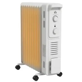 11 Fin Portable Oil Filled Heater Radiator, Energy Efficient, White