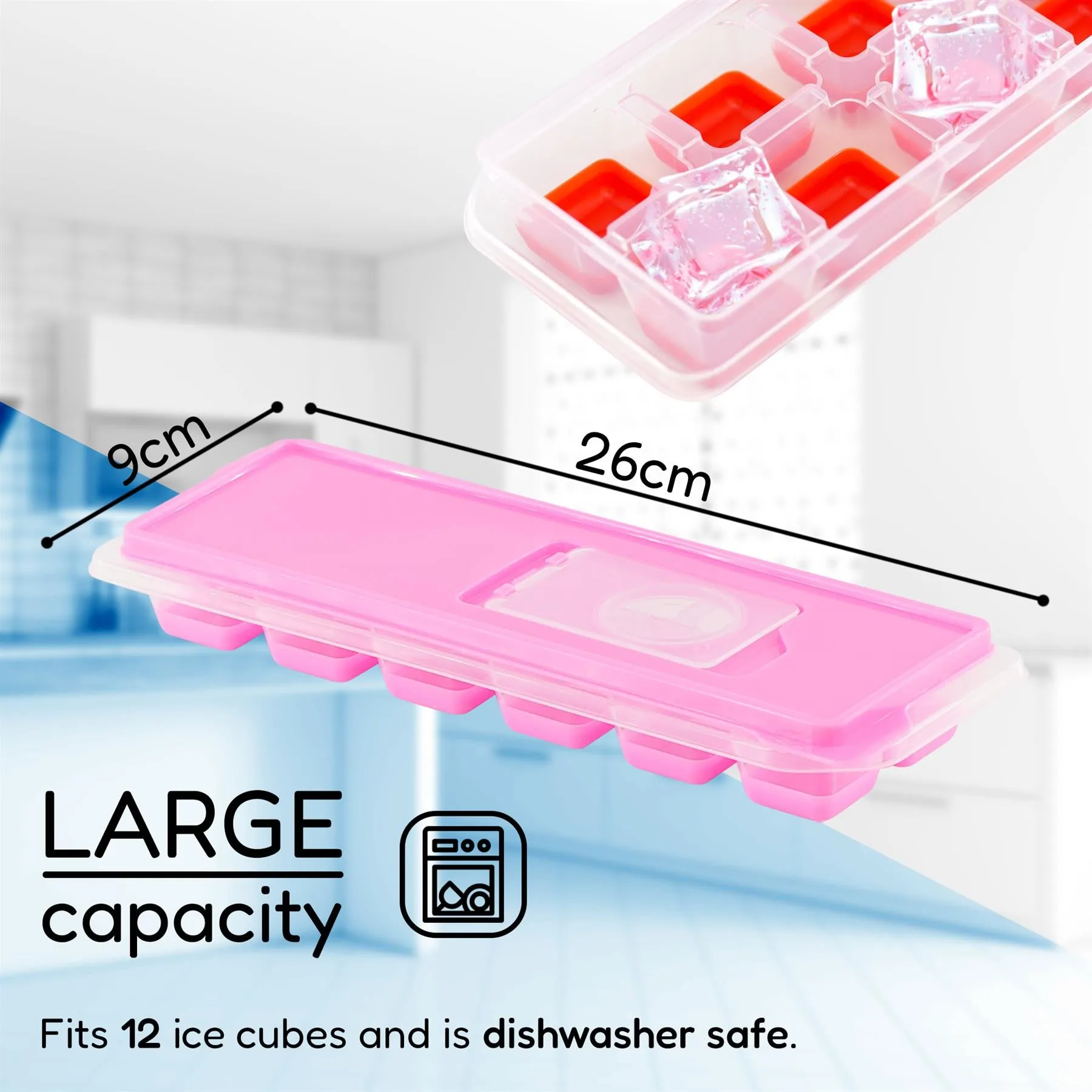 12 Cubes Ice Cube Tray With Lid