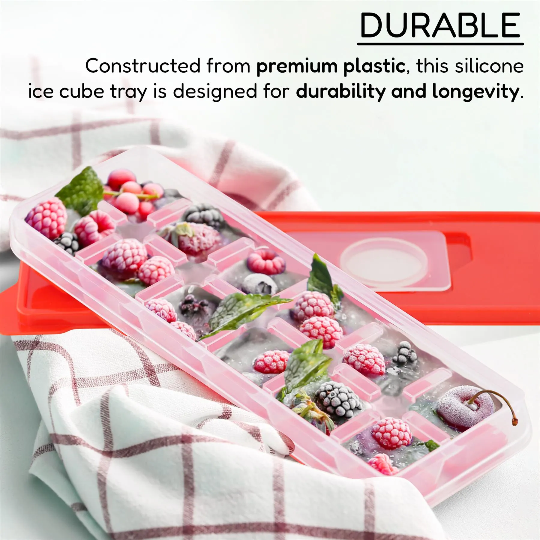 12 Cubes Ice Cube Tray With Lid