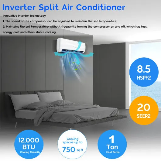 12000 BTU 20 SEER2 115V Ductless Mini Split Air Conditioner