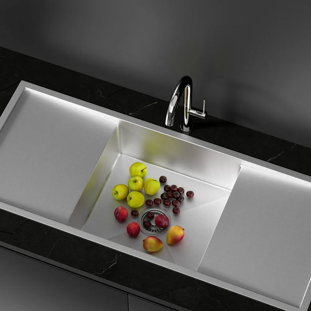 122x45cm Kitchen Sink Basin Stainless Steel Under/Top/Flush Mount Bowl