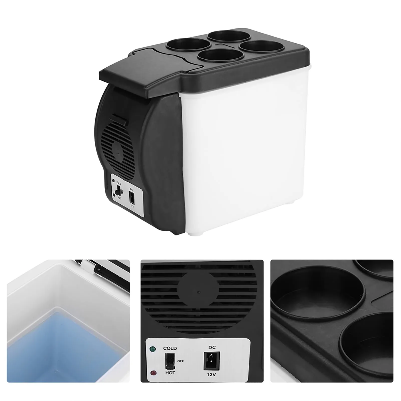 12V 6L Portable Car Refrigerator Mini Food Drinks Warmer Cooler Fridge For Car, RV, And Camping Use