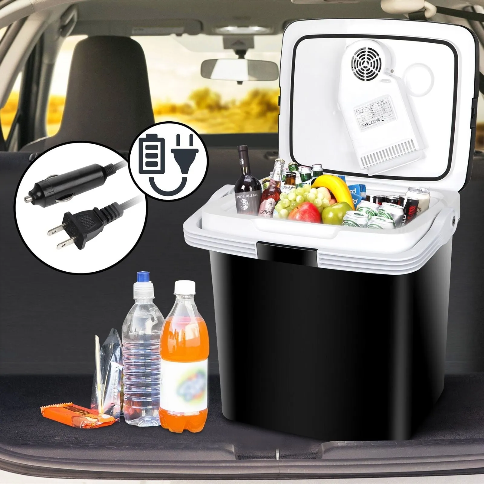 12V DC Electric Mini Fridge Cooler and Warmer Refrigerator with Handle for Car