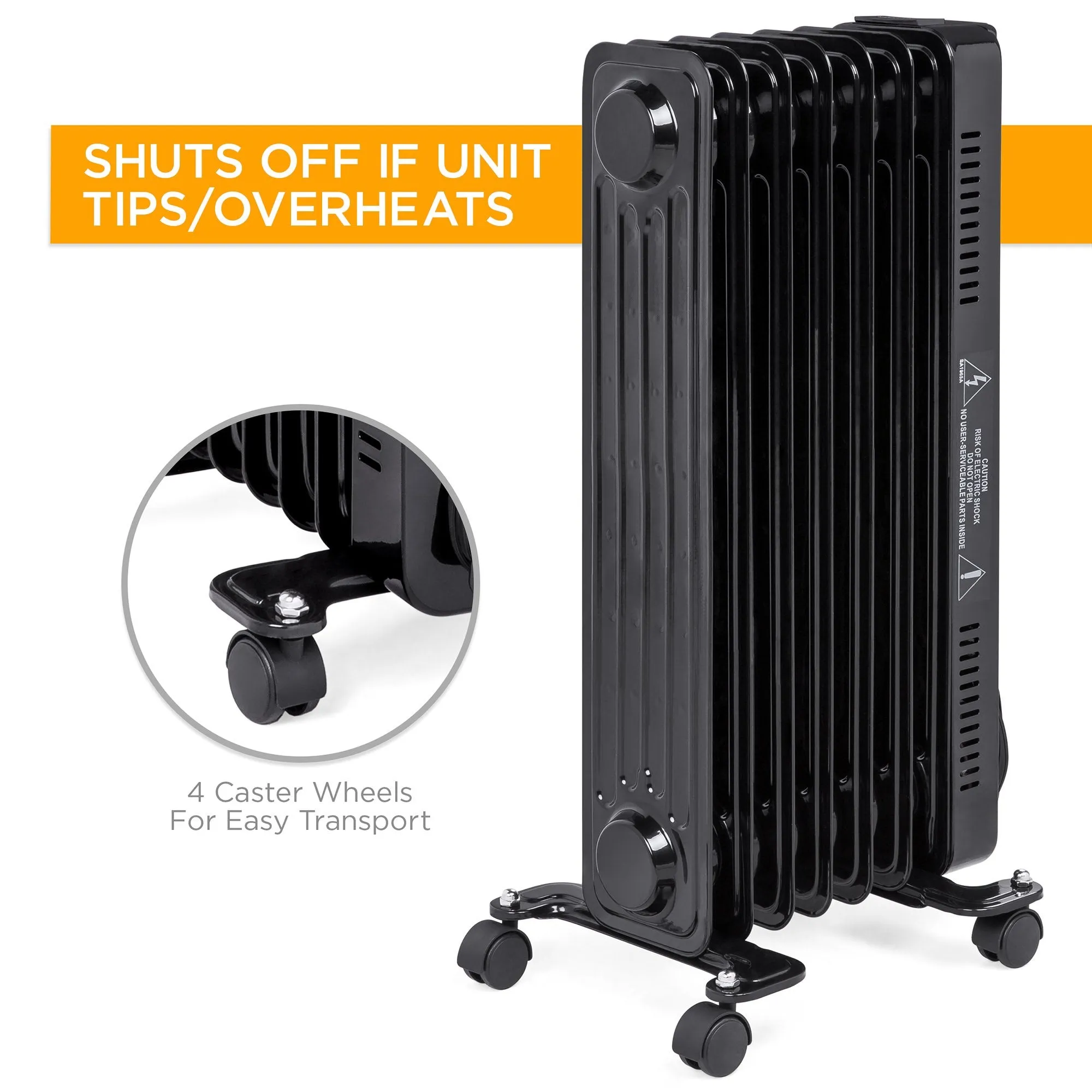 1500W Energy-Efficient Radiator Heater w/ Safety Shut-Off