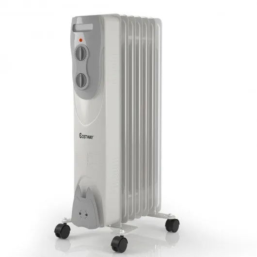 1500W Portable Oil-Filled Radiator Heater w/Adjustable Thermostat