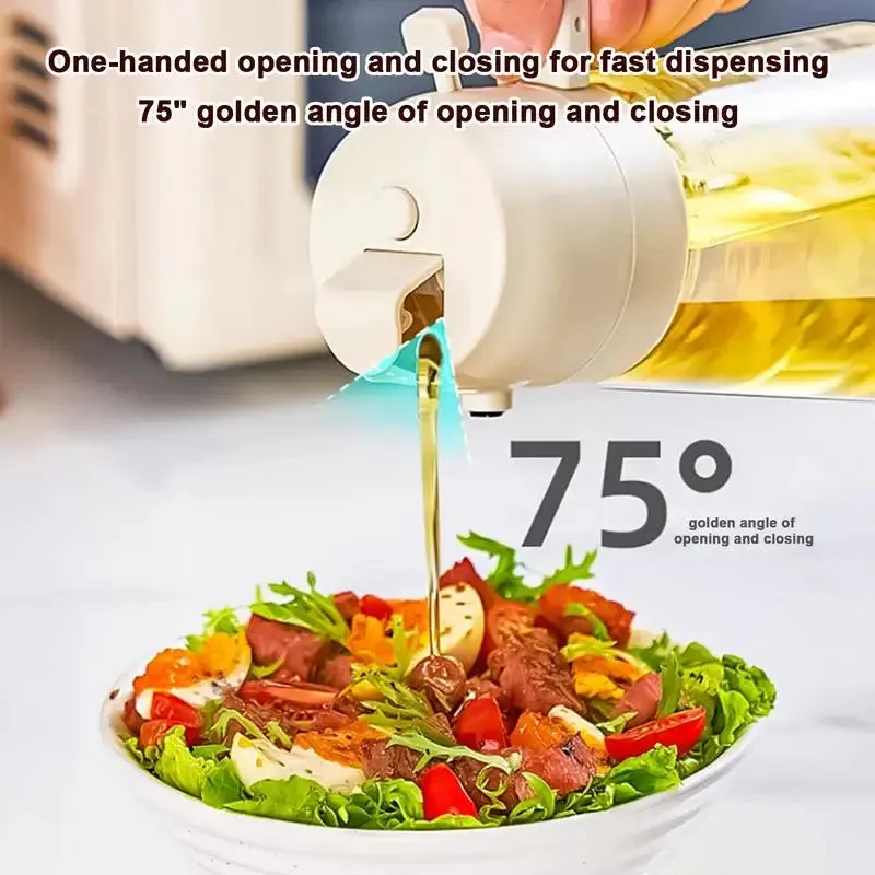 2-In-1 Oil Spray Bottle, 470Ml Oil Dispenser Bottle for Kitchen Cooking, Glass Oil Spray Bottle with Pourer, Oil Sprayer