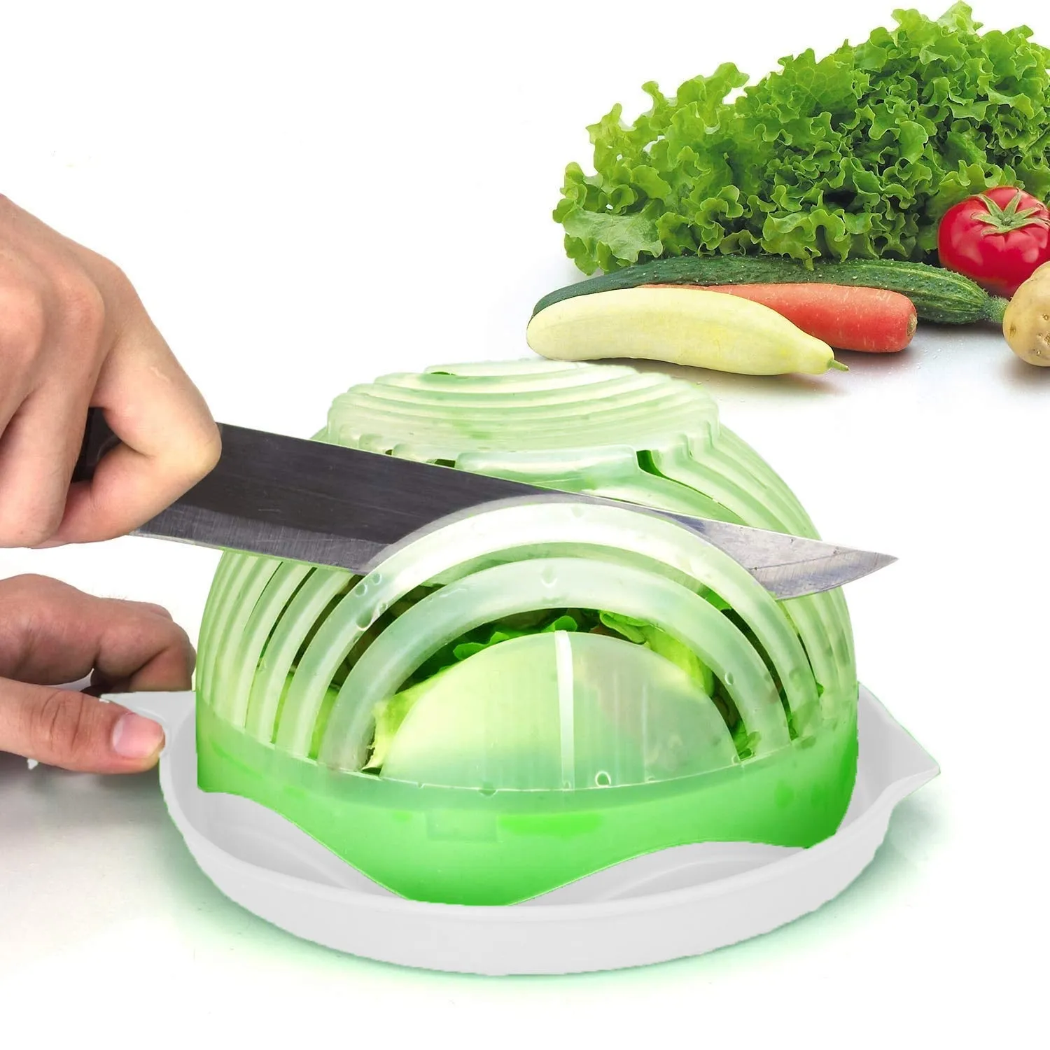 2 In 1 Salad Cutter Bowl with Lemon Squeezer Citrus Juicer (1 Pc)