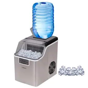 2-in-1 Water Cooler Dispenser with Built-in Ice Maker, Compact Ice Maker Ice Scoop & Basket Self-Cleaning Timer Function