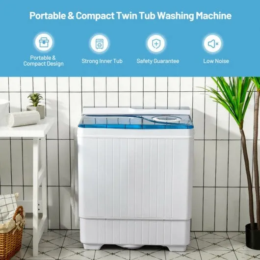 26 Pound Portable Semi-automatic Washing Machine with Built-in Drain Pump-Blue