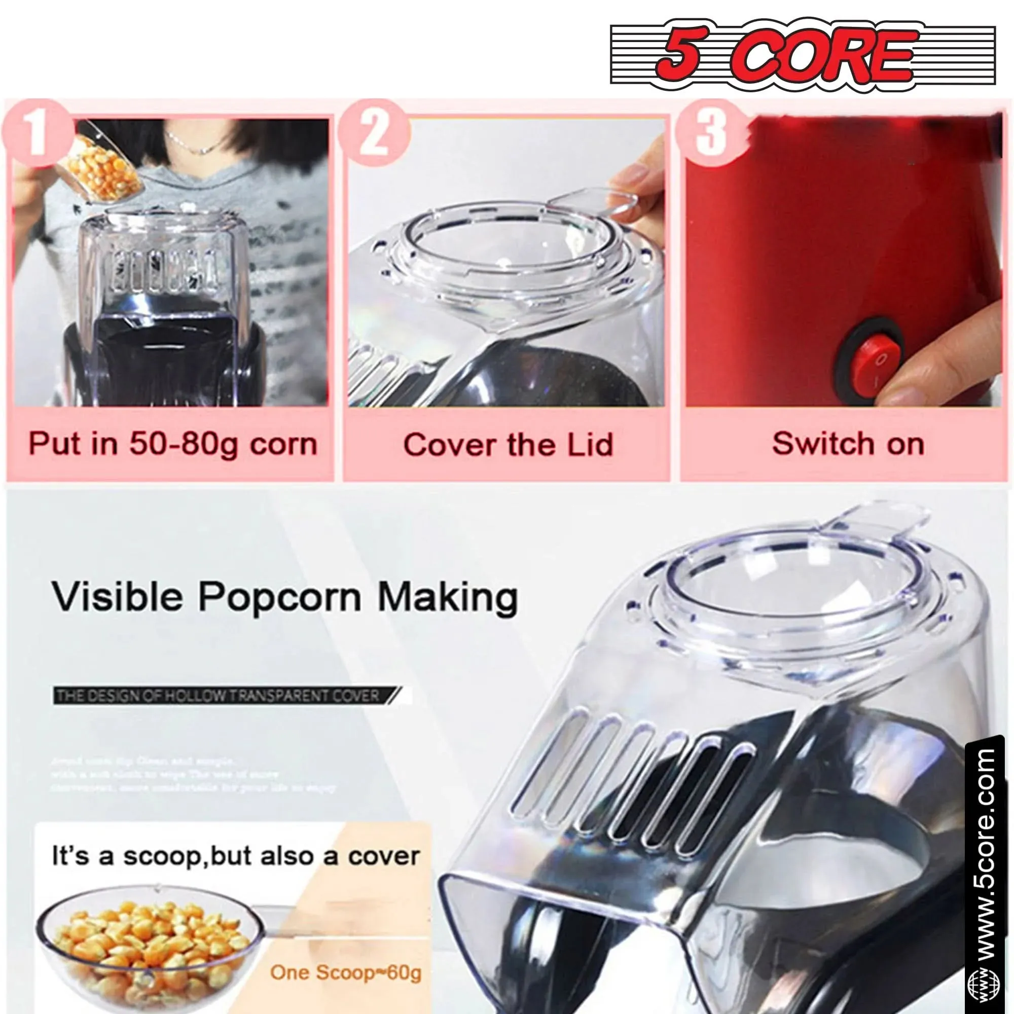 5Core Mini Portable Popcorn Machine 16 Cup