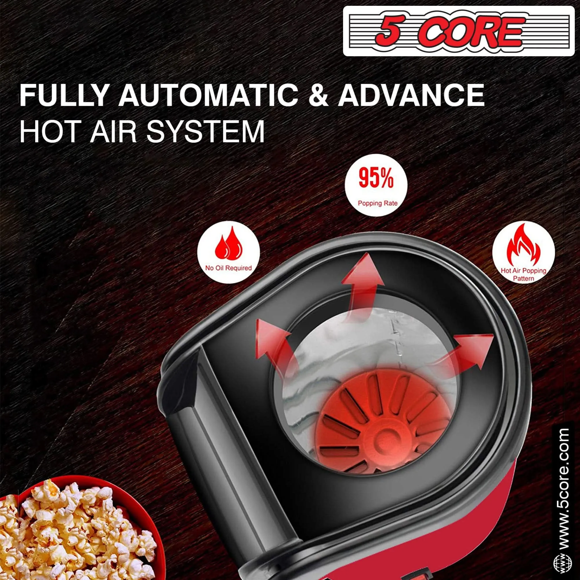 5Core Mini Portable Popcorn Machine 16 Cup