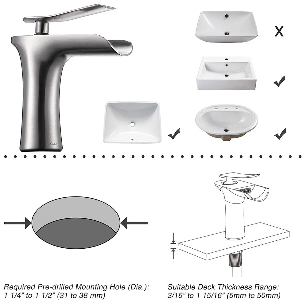 Aquaterior Waterfall Bathroom Faucet Single Handle Hot & Cold 6.5"H