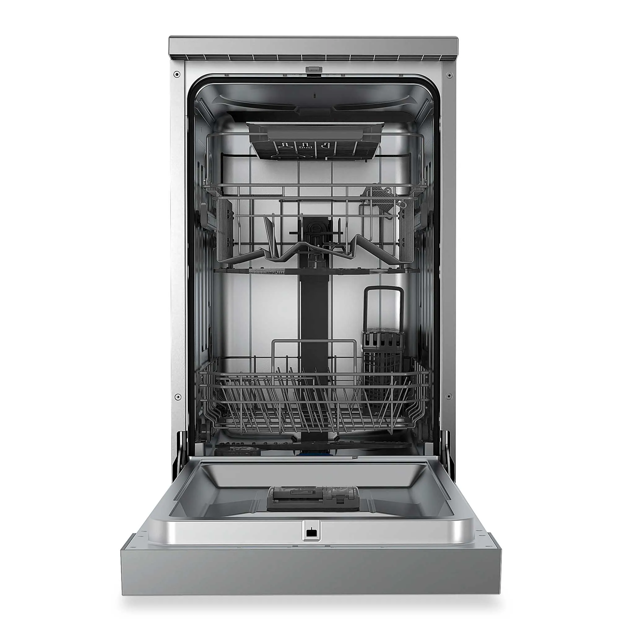 Baridi 45cm Slimline Freestanding Dishwasher, 10 Place Settings, 8 Programs, LED Display, Silver - DH166