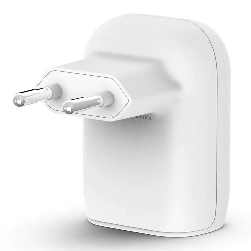 Belkin 37W Dual USB PD Wall Charger  Fast & Safe Charging - White