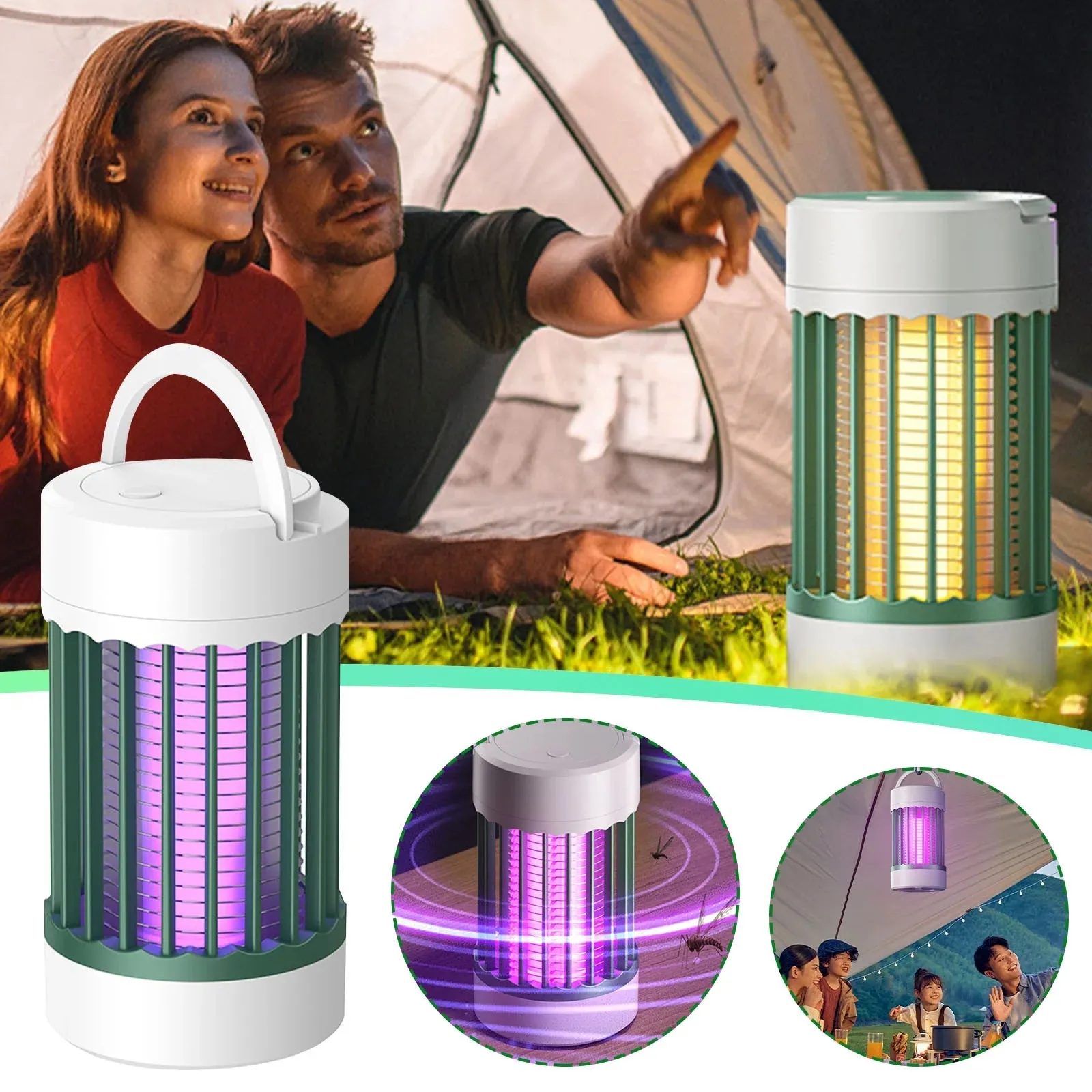 Bug Zapper Outdoor and Indoor, Mosquito Zapper, Fly Zapper, Electric Rechargeable Cordless Waterproof Mosquito Trap, Mosquito Killer Lamp for Home, Patio, Camping and RV, USB Battery Powered