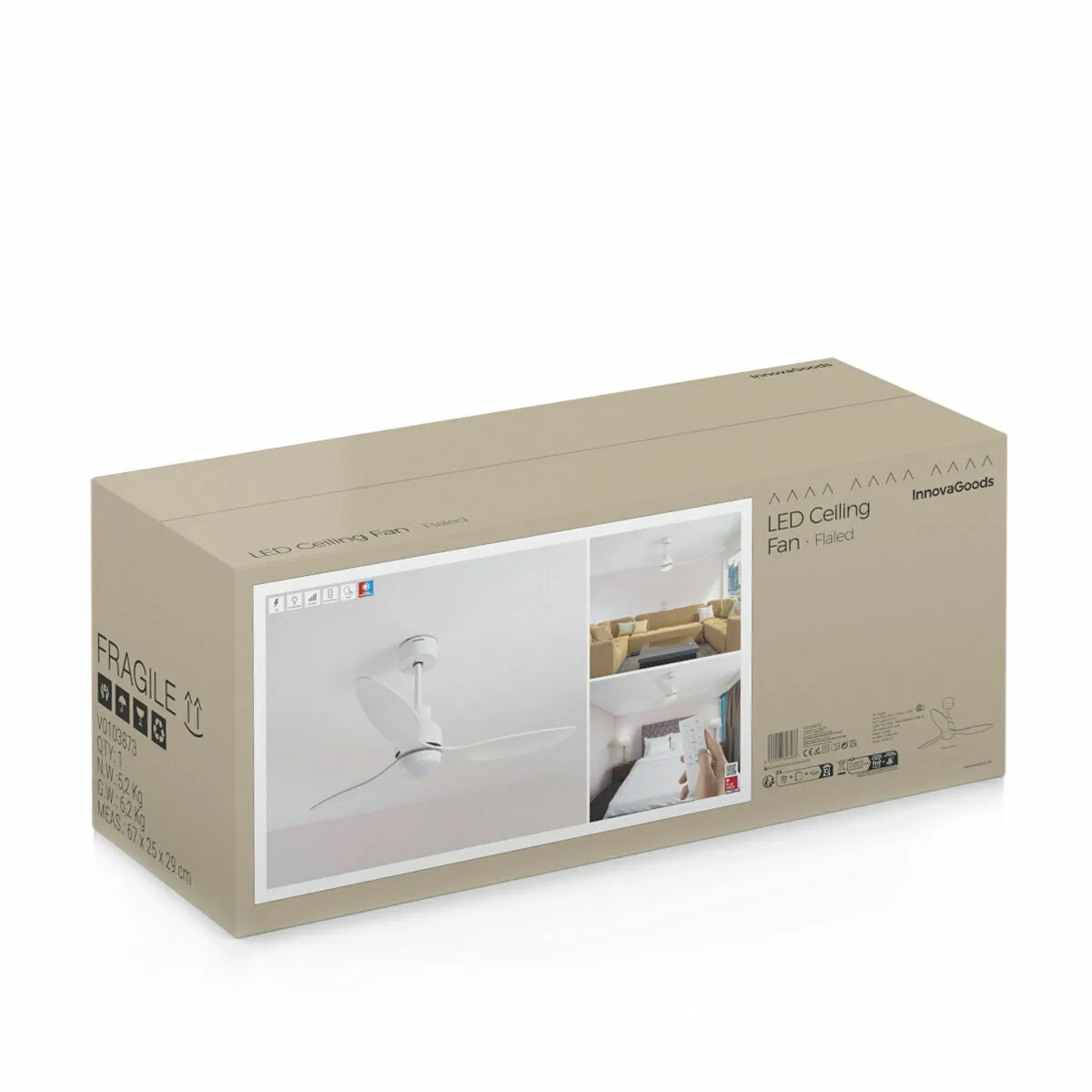 Ceiling Fan with Light Flaled InnovaGoods White 36 W 52" Ø132 cm (Refurbished A)