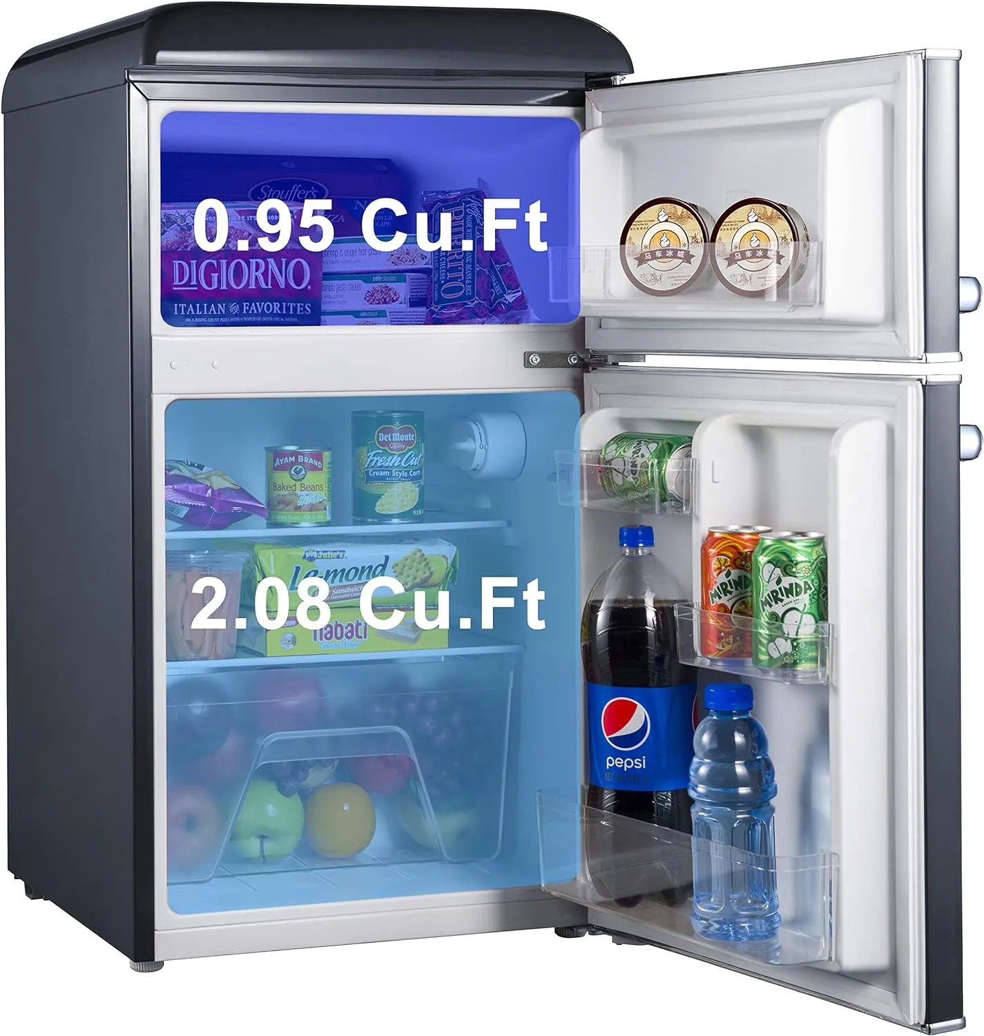 Compact Mini Fridge with Freezer, 2-Door, Energy Efficient, Small Refrigerator, High Efficiency and Low Energy Consumption 3.1 cu ft