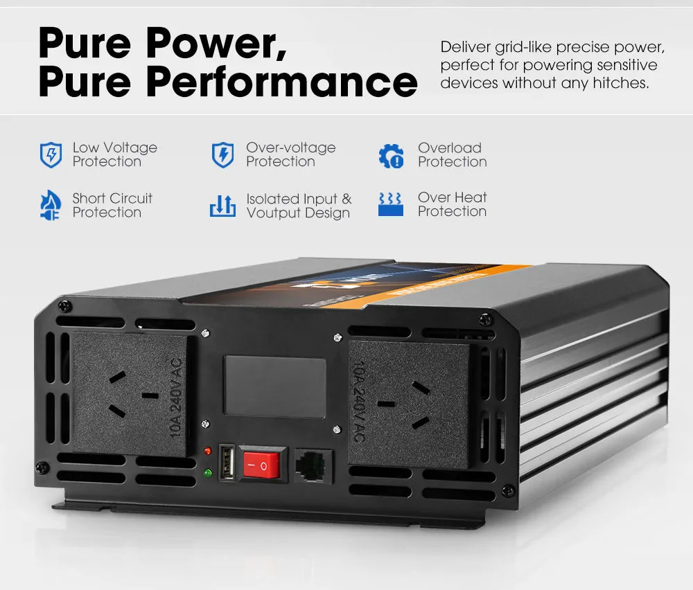 DC MONT Pure Sine Wave Power Inverter 3000W/6000W 12V to 240V Caravan Camping