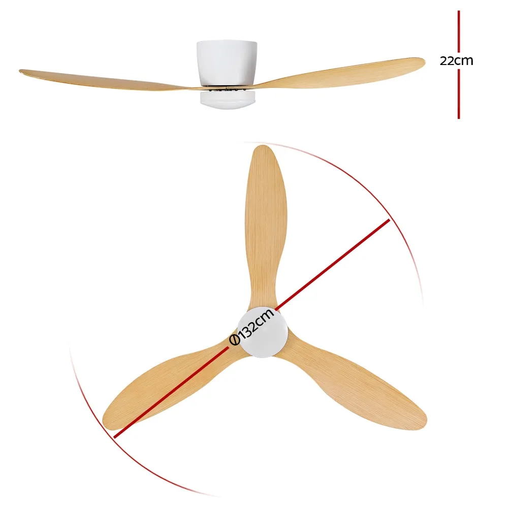 Devanti 52'' Ceiling Fan DC Motor w/Light w/Remote - Light Wood