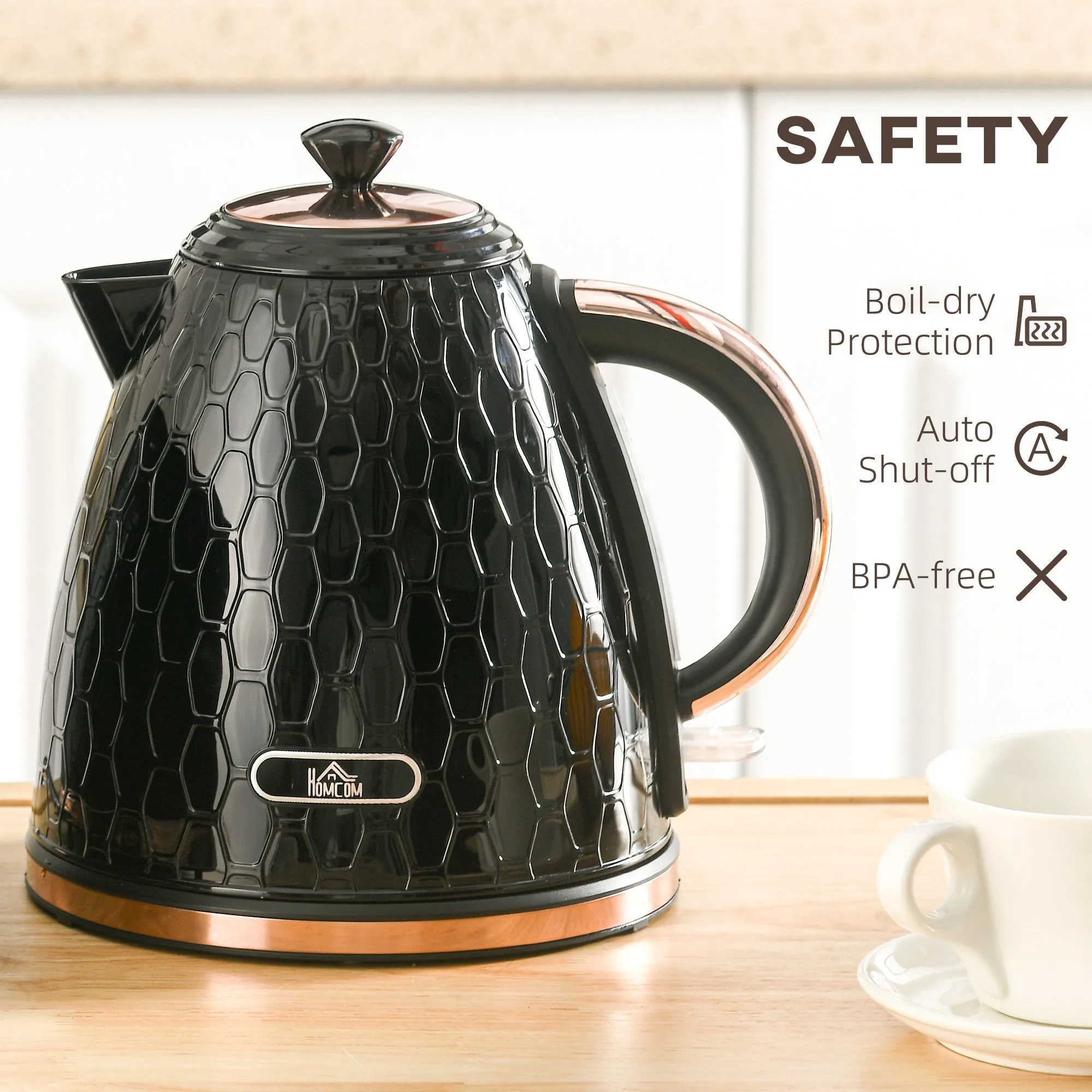 Electric Kettle, Fast Boil, 1.7L, 3kW, Swivel, Auto Shut-off, Black