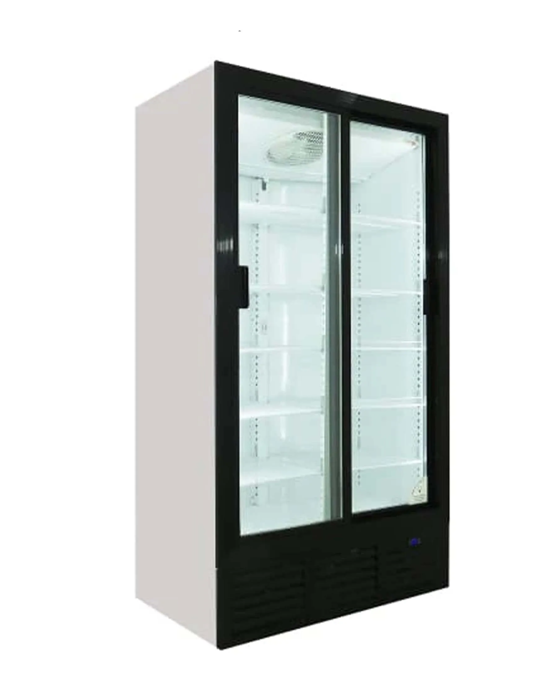 Fridge Star Sliding Double Full Door Beverage Cooler - Black & White