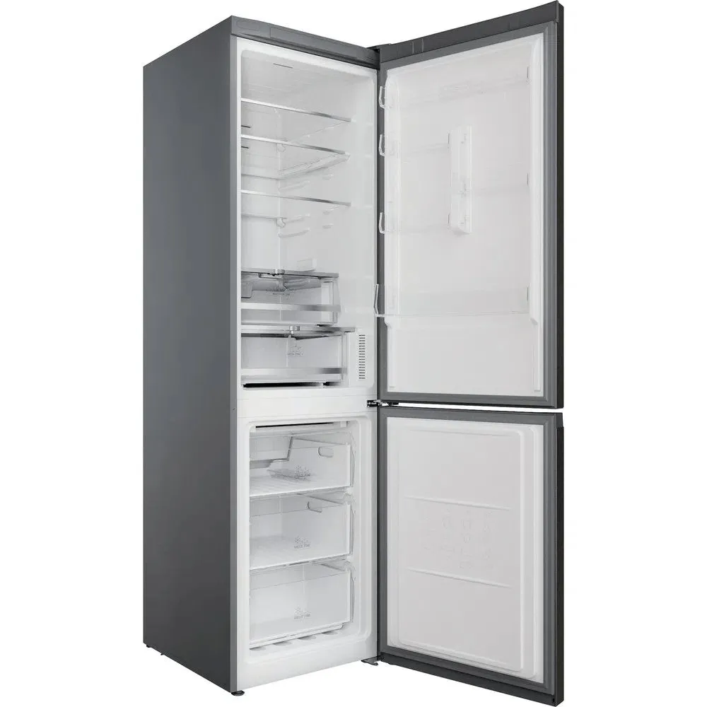 Hotpoint H9X94TSX 367 Litre Freestanding Fridge Freezer, Frost Free, 59.6cm Wide - Satin Stainless Steel