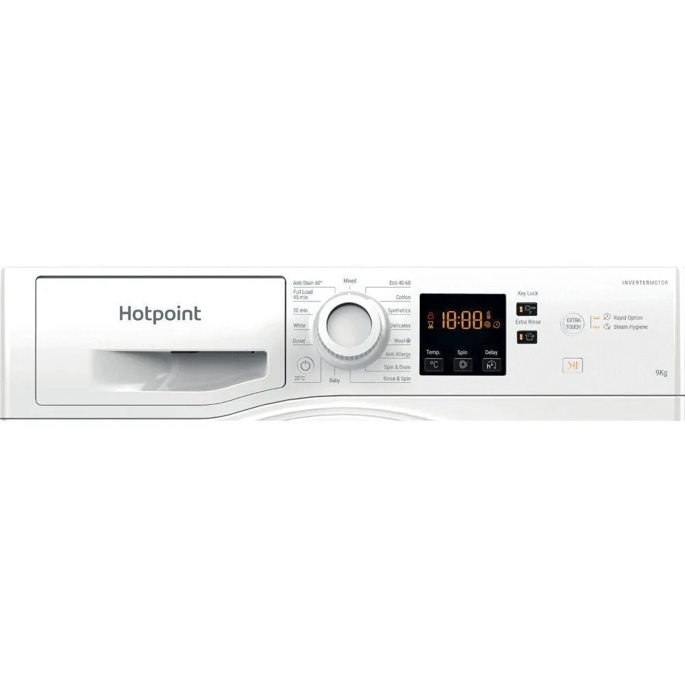 Hotpoint NSWF945CWUKN 9Kg Washing Machine, 1400 rpm, 59.5cm Wide - White