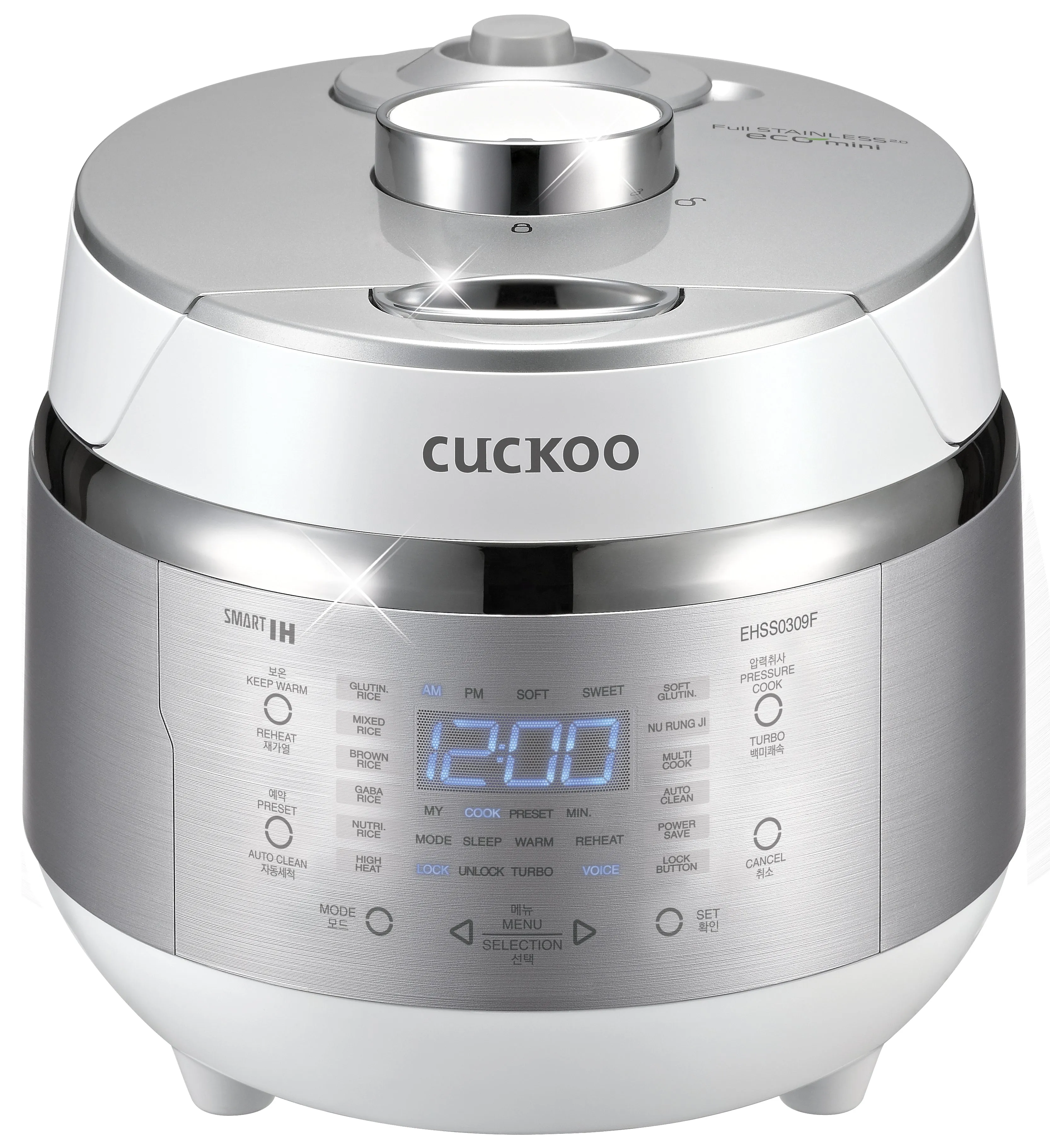 Cuckoo CRP-EHSS0309F 3-Cup IH Pressure Rice Cooker, Stainless Steel - Intelligent Cooking, Eco-Friendly