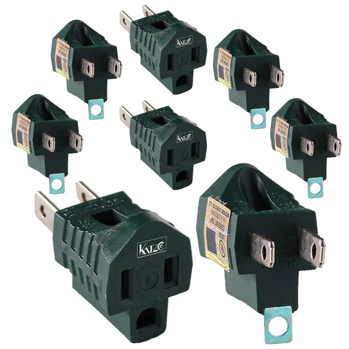 Katzco 3-Prong to 2-Prong Grounding Adapter - 2 Piece for Wall Outlets - Converters