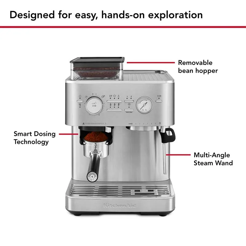 KitchenAid Semi Automatic Espresso Machine with Burr Grinder Stainless Steel