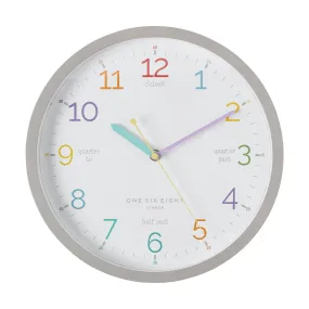 Learn The Time | Grey Silent Wall Clock | 30cm