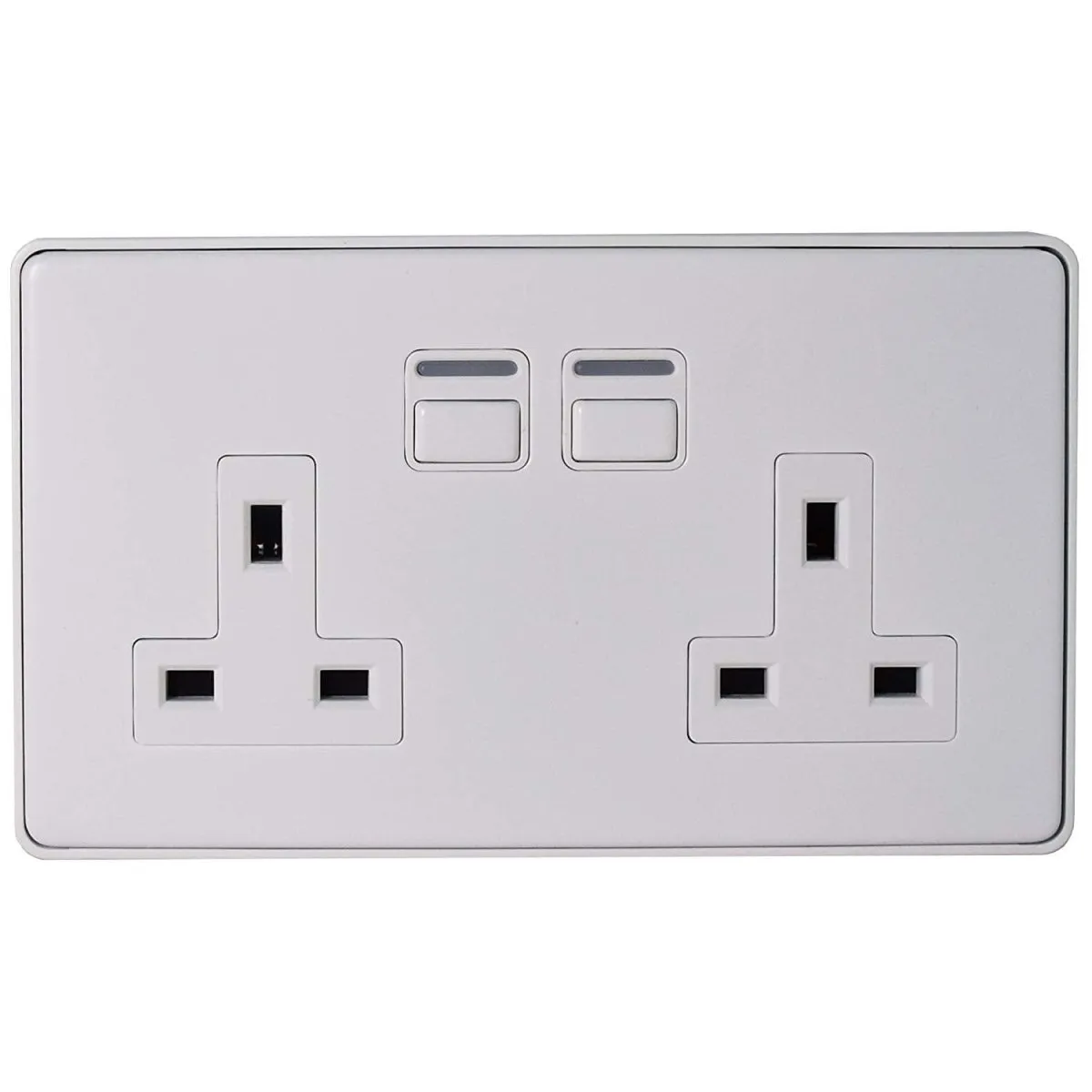 Lightwave L42WH Smart Series Socket, White Metal, 2 Gang