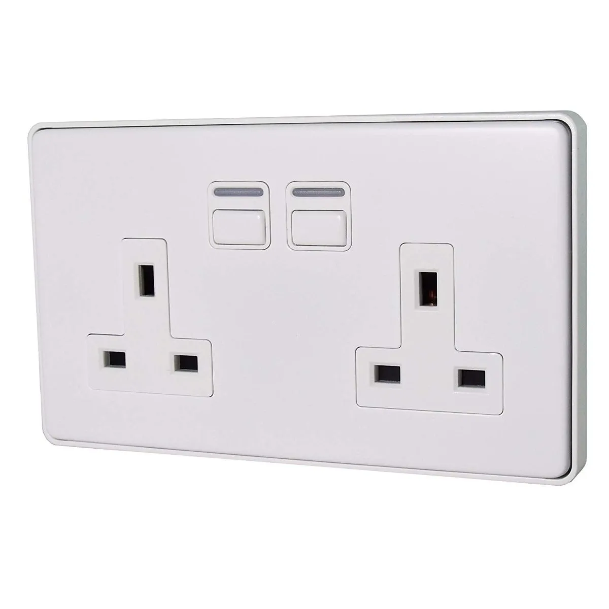 Lightwave L42WH Smart Series Socket, White Metal, 2 Gang