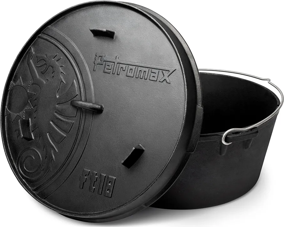 Petromax Dutch Oven FT18 With A Plane Bottom Surface Black | Buy Petromax Dutch Oven FT18 With A Plane Bottom Surface Black here | Outnorth