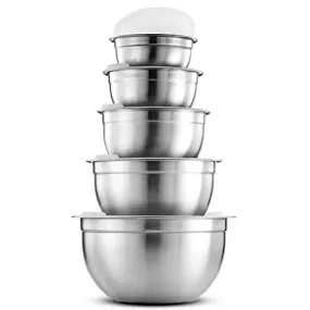 Premium Stainless Steel Mixing Bowls with Airtight Lids Set of 5