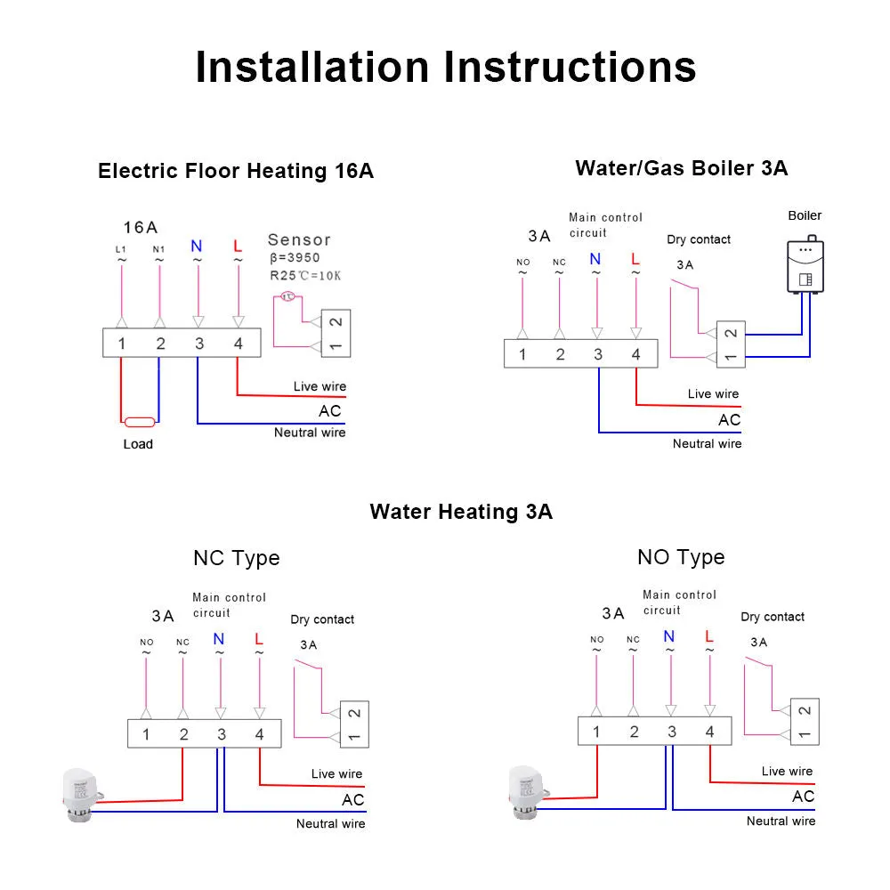 Smart life Tuya Wifi Smart Electric Gas Boiler 3A Temperature 16A Floor Heating Thermostat For Amazon Alexa Google Home