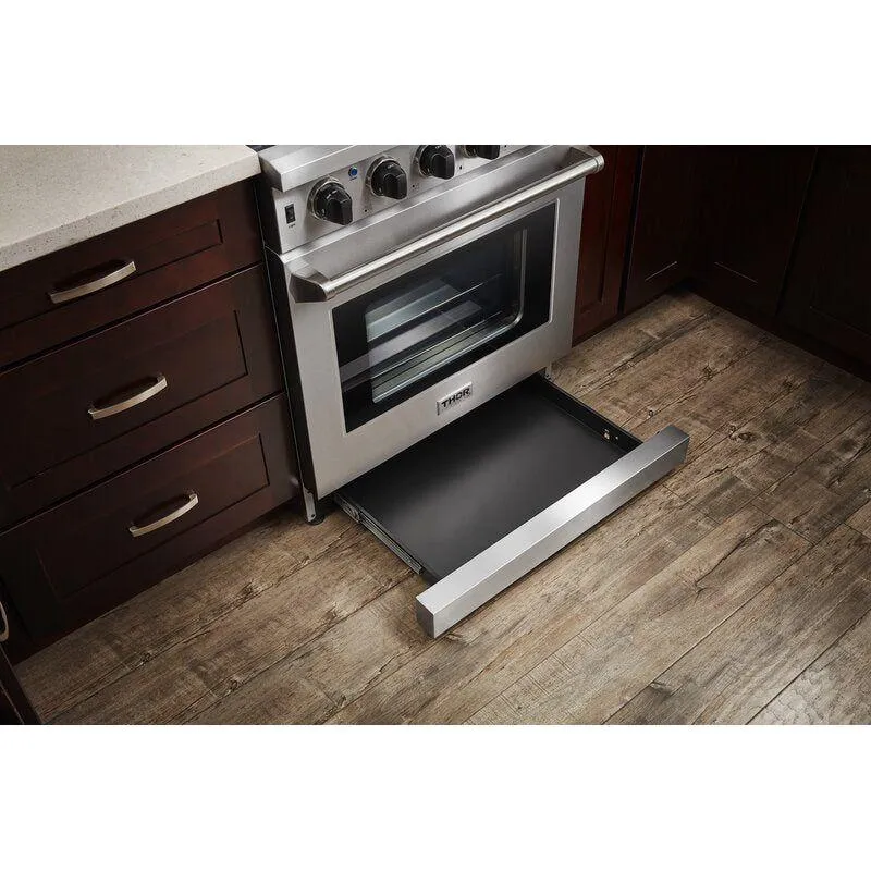 Thor Kitchen 30 In. Natural Gas Range, 36 In. Pro Refrigerator, 24 In. Dishwasher Appliance Package