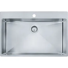 Vector 33.44" Stainless Steel Single Basin Drop-In Kitchen Sink - 18.13" Basin Length